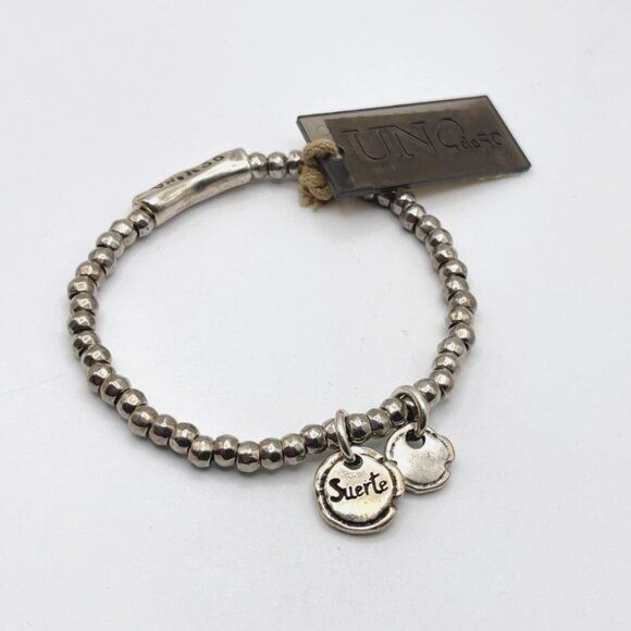 NWT UNO de 50 Bracelet Silver plated Suerte Beaded dangle elastic BOHO Charm S - Picture 9 of 14